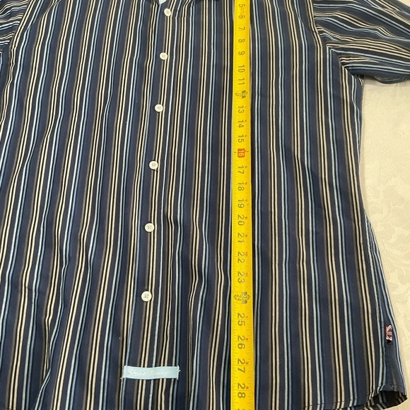 English Laundry Shirt Mens 16 32/33 Blue Striped Spread Cutaway Collar FlipCuff - Picture 8 of 12